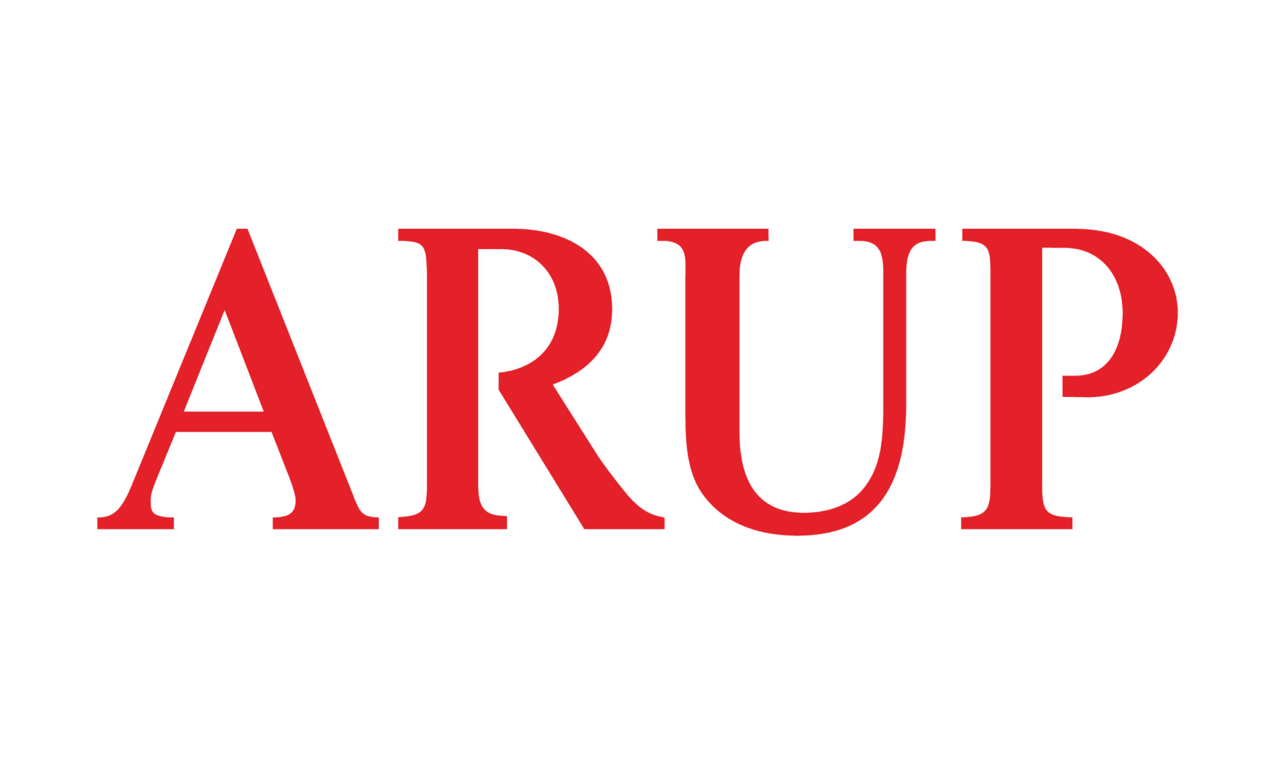 In red serif text, reads "Arup"