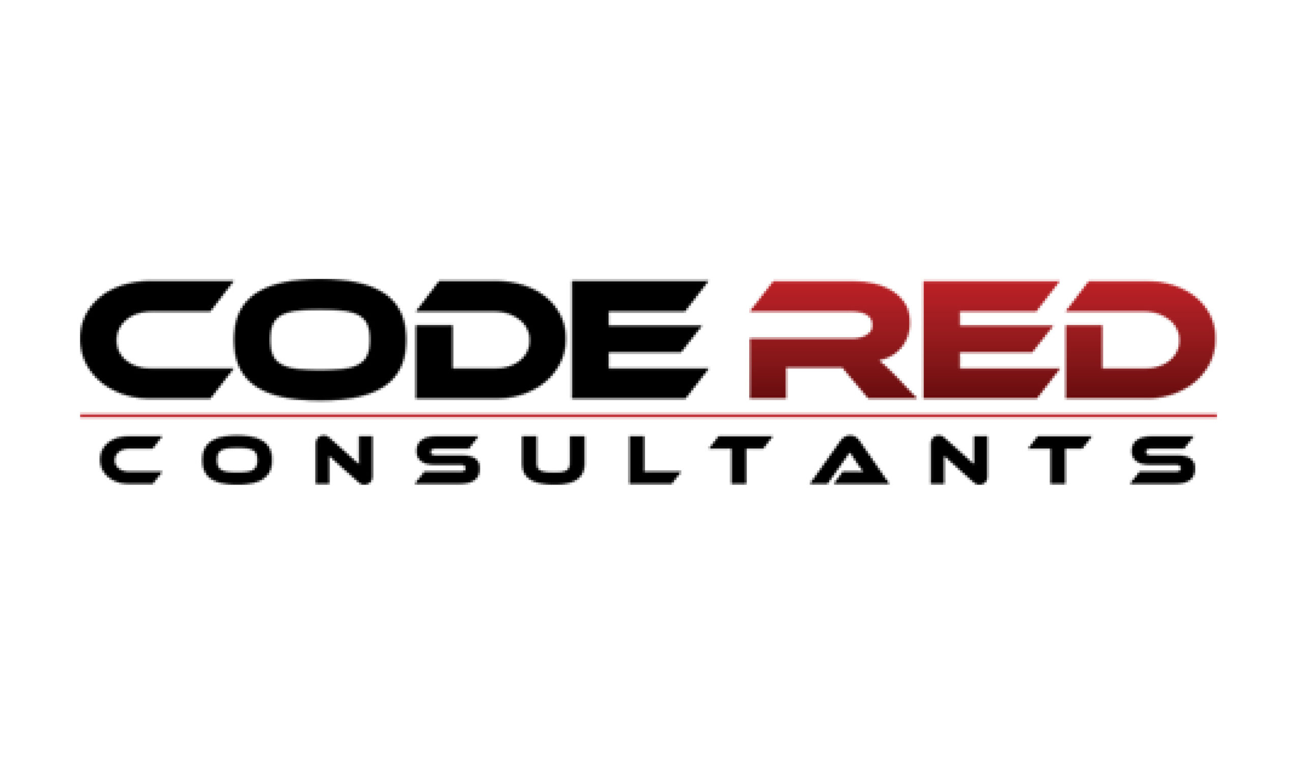 In wide, bold, black and red font (respectively) reads "Code Red" in all caps. A red line separates this text from what reads "Consultants" below it in black bold font.