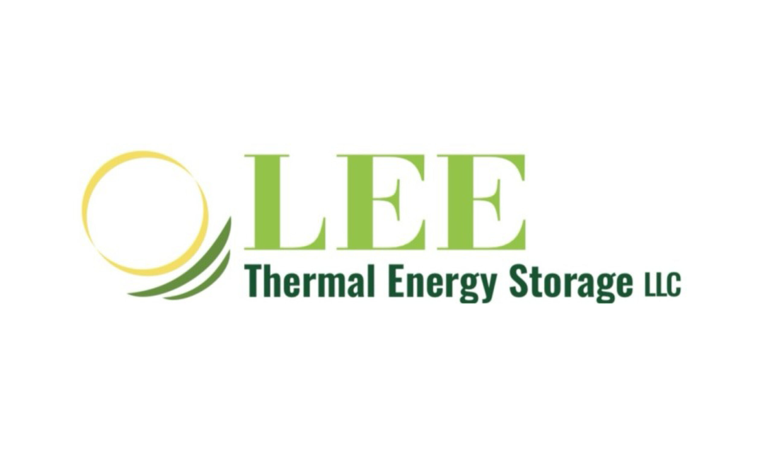 In green all caps reads, "LEE." Below which reads "Thermal Energy Storage LLC" in dark green text. On the left of al text is an empty circle with yellow outline, and some strokes of green below.