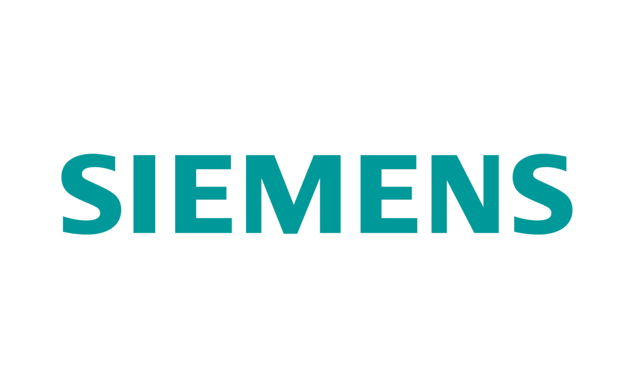 In teal, bold, all-caps reads "Siemens."
