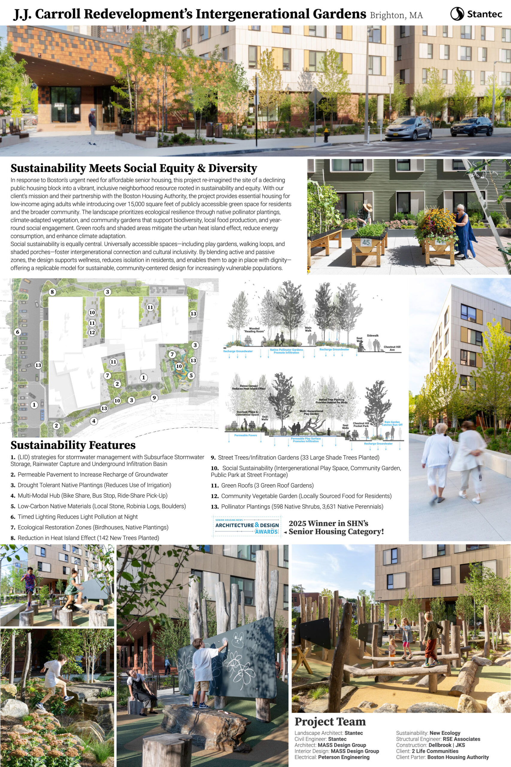 Site & Landscaping<br />
J.J. Carroll Redevelopment’s Intergenerational Gardens | Submitted by Stantec